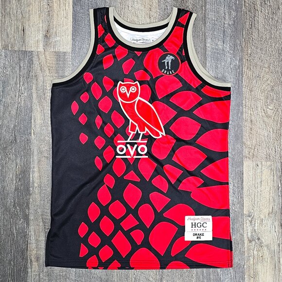 Drake OVO Octobers Very Own Basketball Jersey M Red Black Headgear Classics RARE - Picture 1 of 8